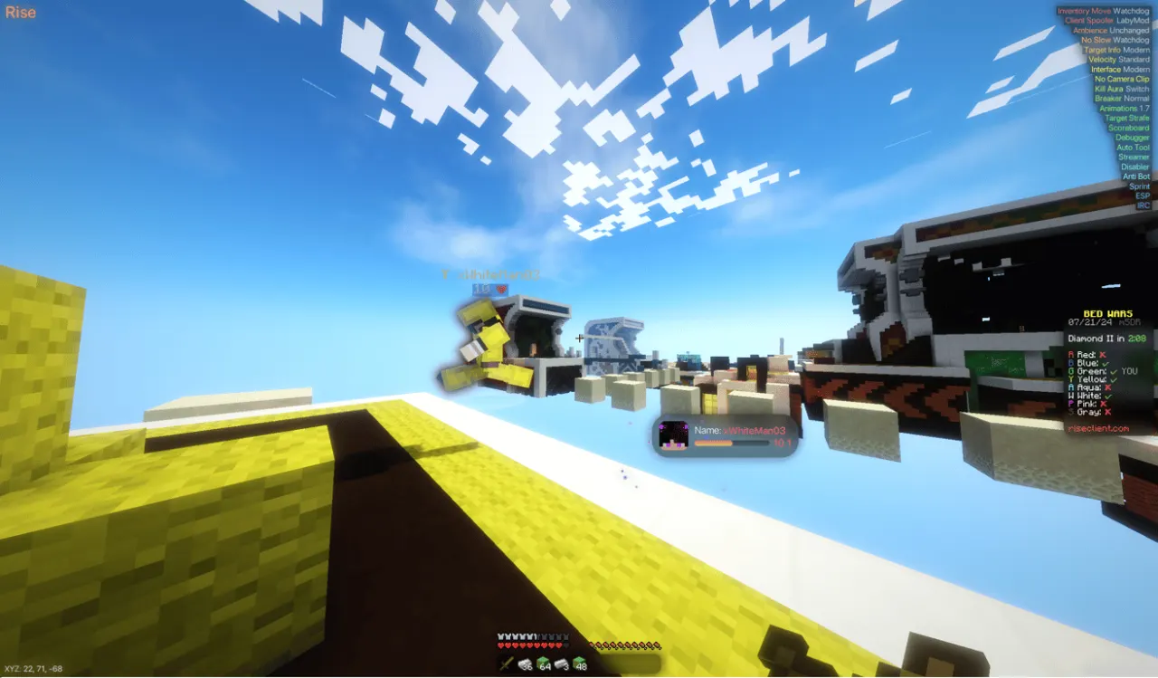 Rise 6 in a Bed Wars bridge fight